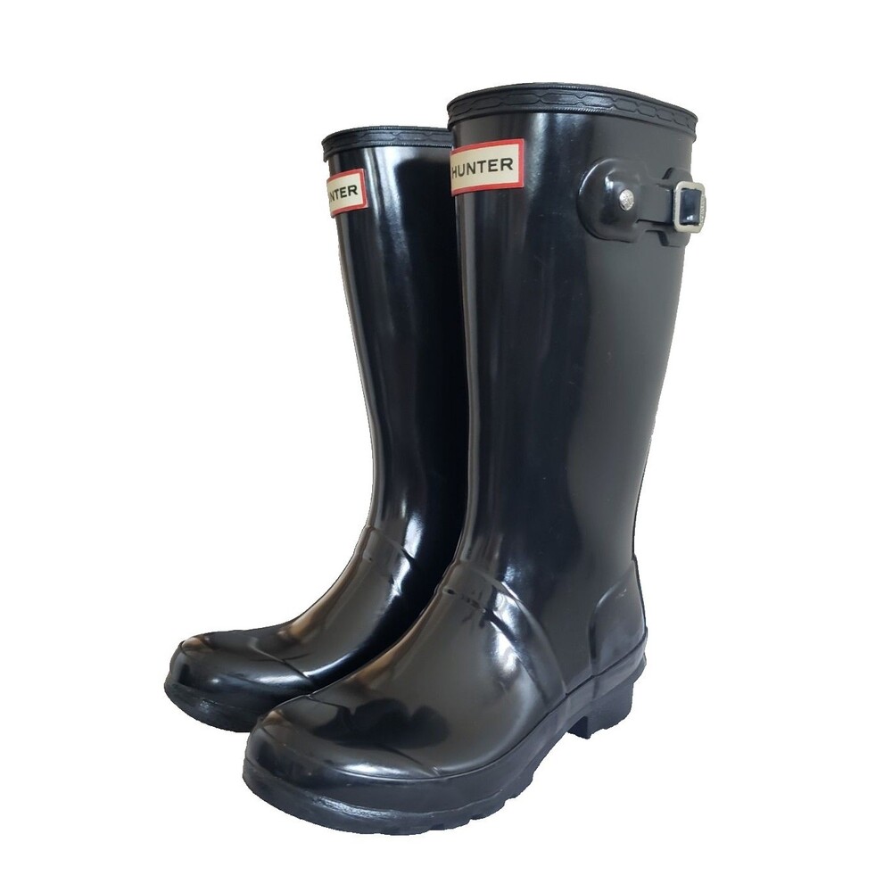 Hunter Kids Original High Gloss Rain Boot Black Boy’s Size 3 Girl’s Size 4